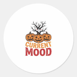 Sticker Rond Humeur actuelle Halloween Citrouille Vintage Desig