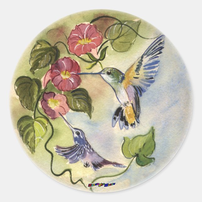 Sticker Rond Humming Birds (Devant)