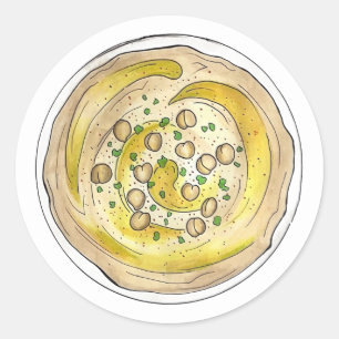 Sticker Rond Hummus Houmous Méditerranée Moyen-Orient