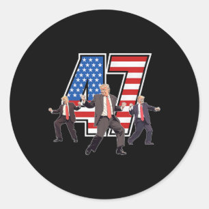 Sticker Rond Humoristique Trump Danseuse De Victoire Trump Dans