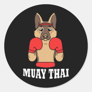 Sticker Rond Humour animalier boxe thaïlandaise Muay Thai drôle