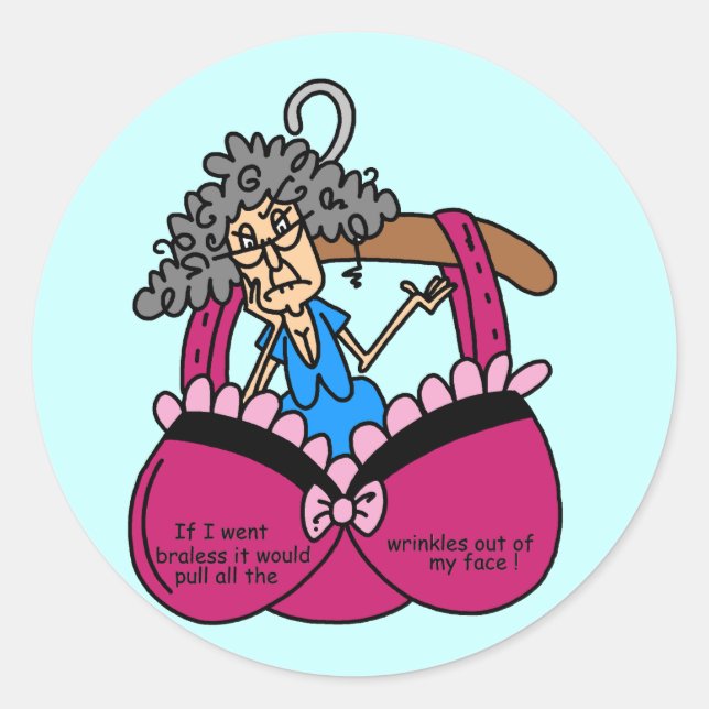 Sticker Rond Humour Bras et Wrinkles (Devant)