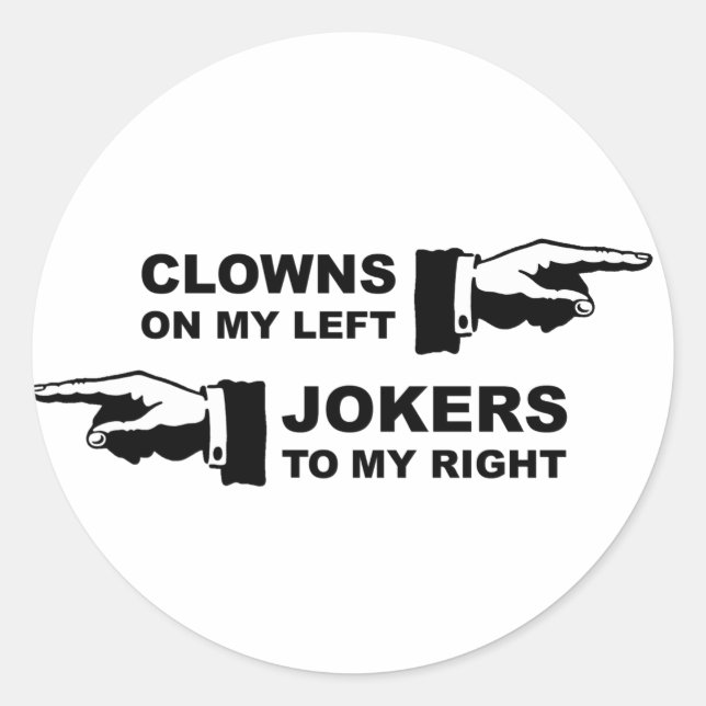 Sticker Rond Humour Clowns & Jokers (Devant)
