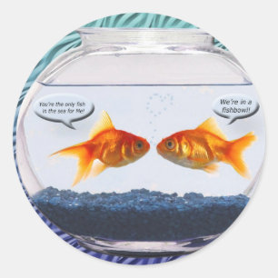 Sticker Rond Humour de bocal à poissons de poisson rouge