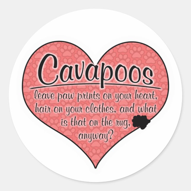 Sticker Rond Humour de chien Empreintes de pattes de Cavapoo (Devant)