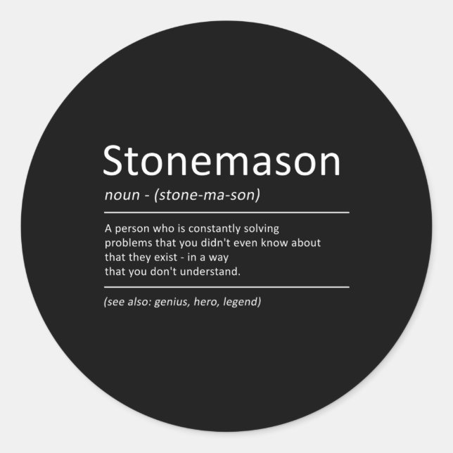 Sticker Rond Humour de la définition de Stonemason (Devant)