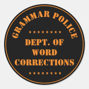 Sticker Rond Humour de la police de grammaire