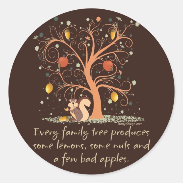 Sticker Rond Humour de l'arbre généalogique (Devant)