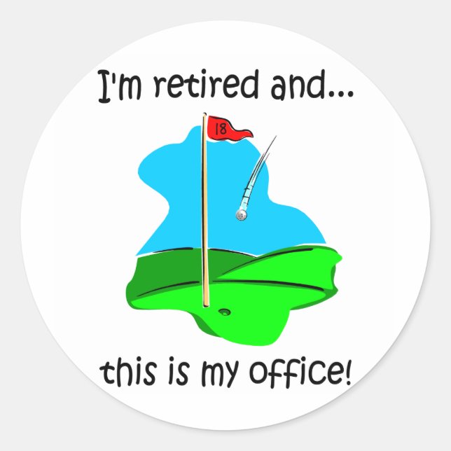 Sticker Rond Humour de retraite pour les golfeurs (Devant)