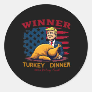 Sticker Rond Humour Drôle Trump Gagnant Dîner Dîner Turquie