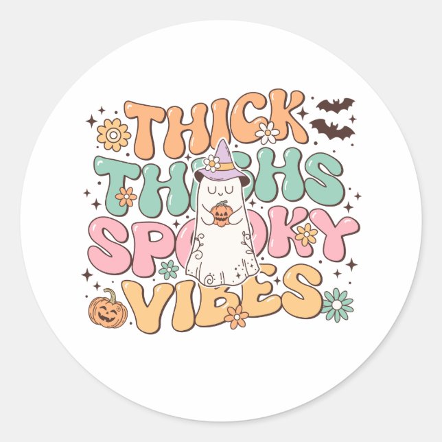 Sticker Rond Humour Halloween Éffrayant (Devant)