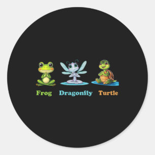 Sticker Rond Humour politique subtil Grenouille libellule Yoga