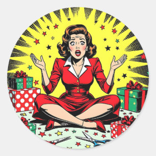 Sticker Rond Humour sarcastique de Noël drôle