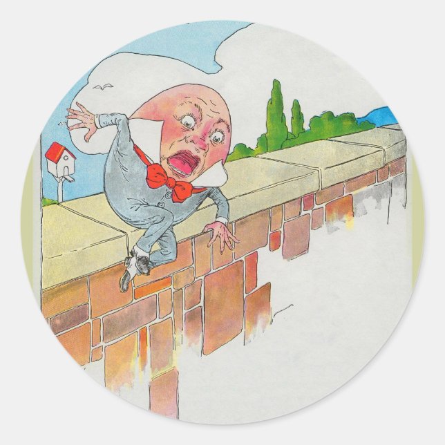 Sticker Rond Humpty Dumpty assis sur un mur (Devant)