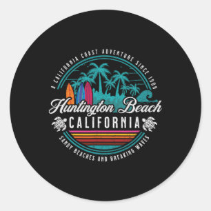 Sticker Rond Huntington Beach California Sandy Beaches Break