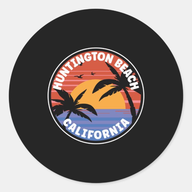 Sticker Rond Huntington Beach California Sunset (Devant)
