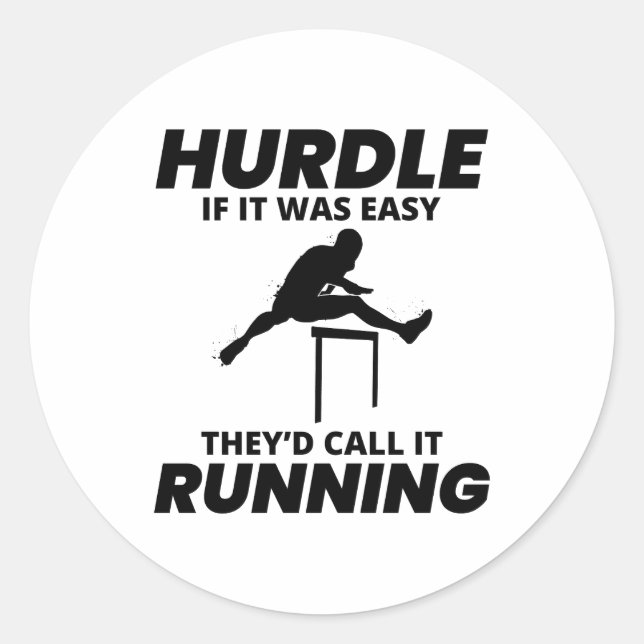 Sticker Rond Hurdling Hurdler Runner Athlètes (Devant)
