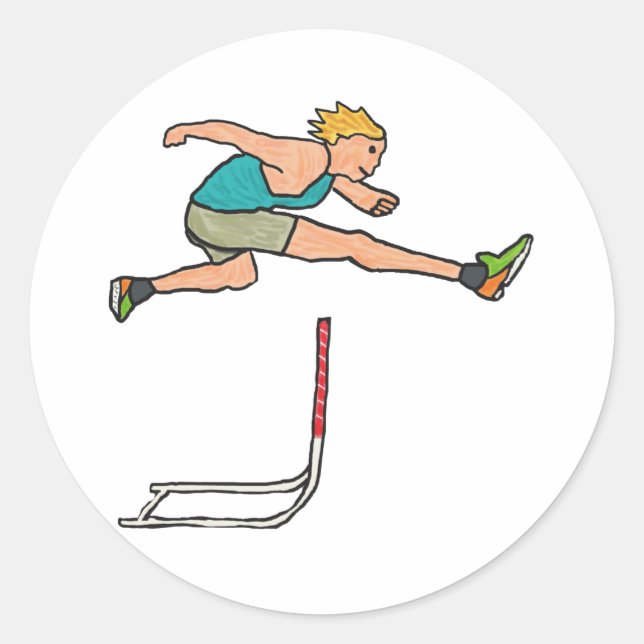 Sticker Rond Hurdling Hurdles (Devant)