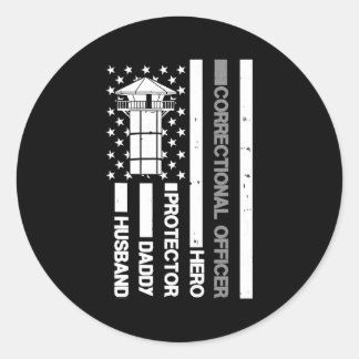 Sticker Rond Husband Daddy Protector Correctional Officer Dad
