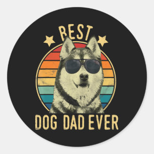 Sticker Rond Husky   Meilleur Chien Papa Jamais Sibérien Husky 
