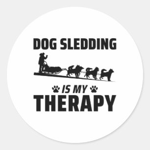 Sticker Rond Husky Sledding Sled Chig Racing Alaskan Racers