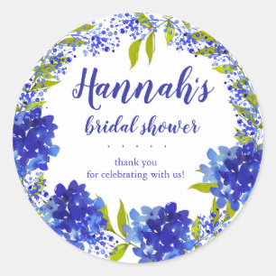 Sticker Rond Hydrangea Bleue Personnalisée Merci Cadeau de Mari