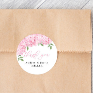 Sticker Rond Hydrangea rose Customisé mariage Favor
