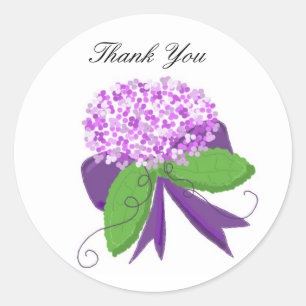 Sticker Rond Hydrangea Violet Remerciement