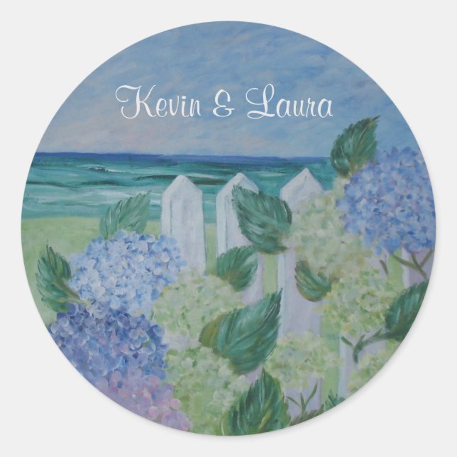 Sticker Rond Hydrangeas Au Bord De La Plage Mariage (Devant)