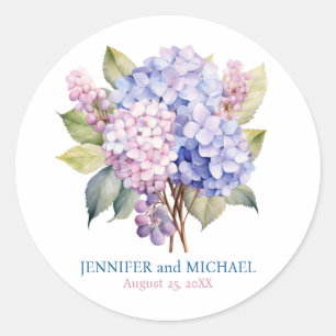 Sticker Rond Hydrangeas Rose et Bleu Poussiéreux Cercle de Mari