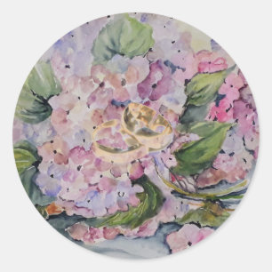 Sticker Rond Hydrangée romantique Aquarelle wa Dessous de verre