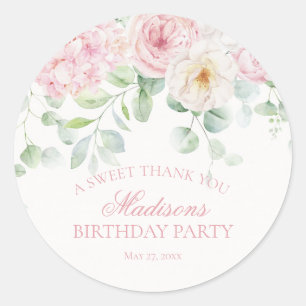 Sticker Rond Hydrangée rose florale fleurit Anniversaire Cercle