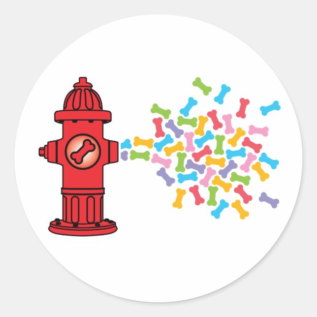 Sticker Rond Hydratant incendie avec os de chien (Devant)