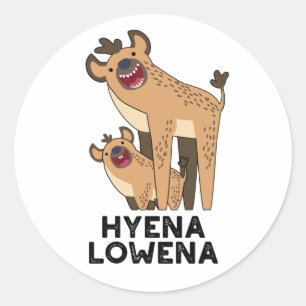 Sticker Rond Hyena Lowena Funny Animal Hyena Pun