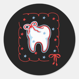 Sticker Rond Hygiéniste dentaire 4 juillet Américain Dentist Co