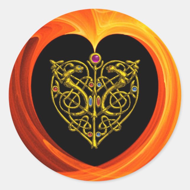STICKER ROND HYPER VALENTINE GOLDEN COEUR (Devant)
