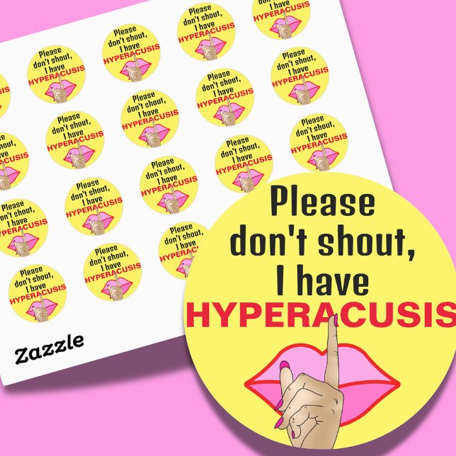 Sticker Rond Hyperacusis être silencieux bruit de silence (Créateur téléchargé)