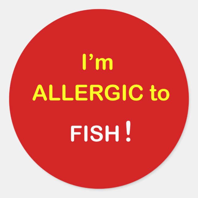 Sticker Rond i8 - Je suis allergique - des POISSONS (Devant)