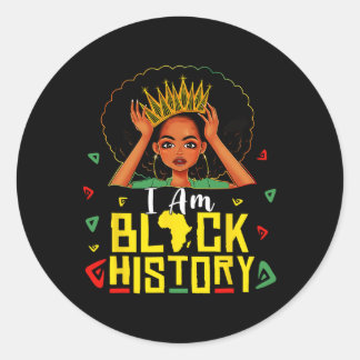 Sticker Rond I Am Black History Women Girl Black History Month 
