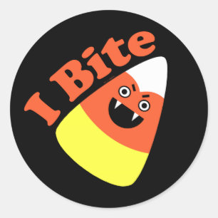 Sticker Rond I Bite Halloween Candy Corn Vampire