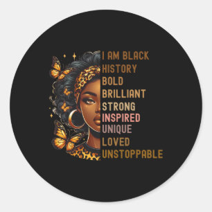 Sticker Rond I Black Woman Beautiful Magic Intelligent Black