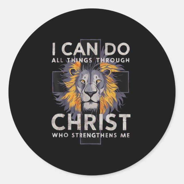 Sticker Rond I Can Do All Things Through Christ  (Devant)