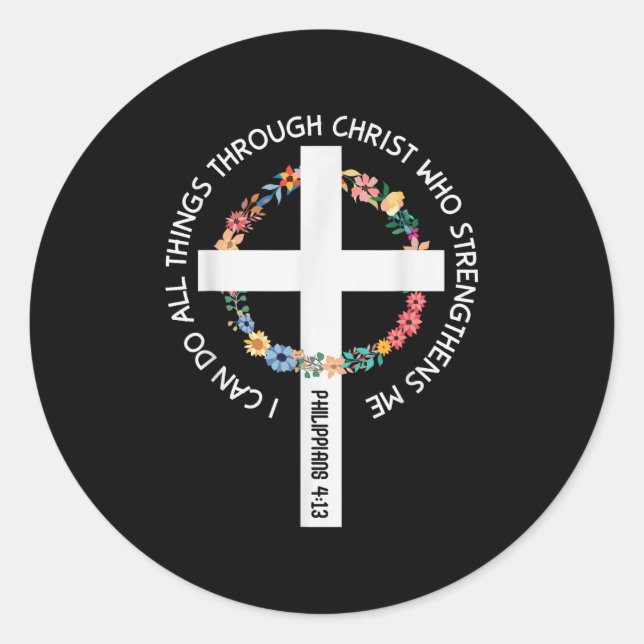 Sticker Rond I Can Do All Things Through Christ Who Strengthens (Devant)
