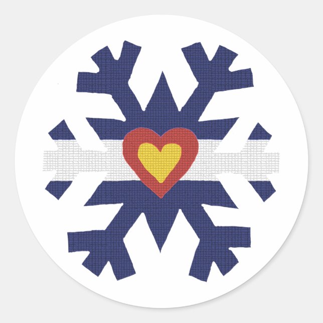 Sticker Rond I Coeur Colorado Drapeau Flocon de neige (Devant)