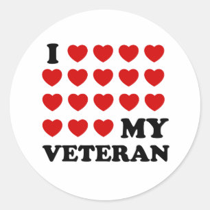 Sticker Rond I (coeur) mon vétéran