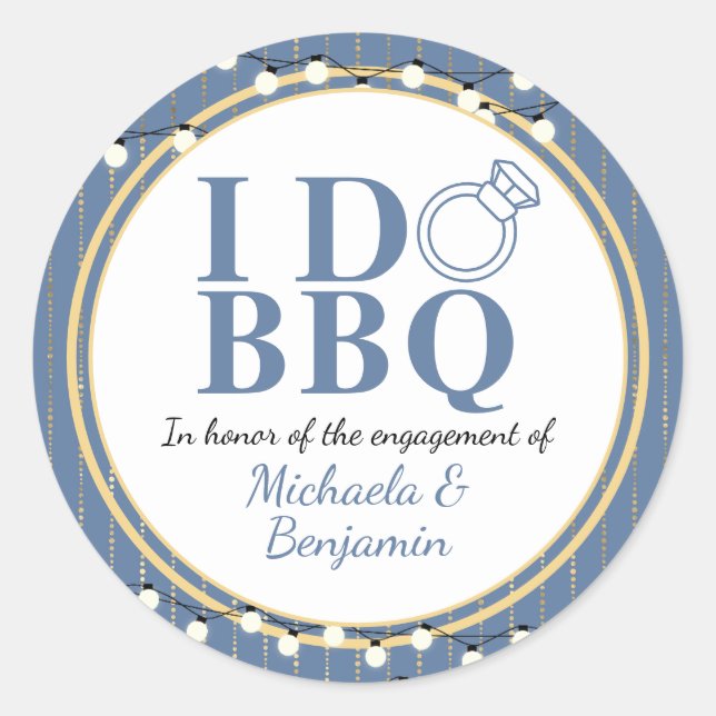 Sticker Rond I Do BBQ Engagement Party Couples Douche (Devant)
