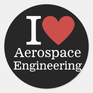 Sticker Rond I ❤️ Génie aérospatial pour étudiants/professeurs