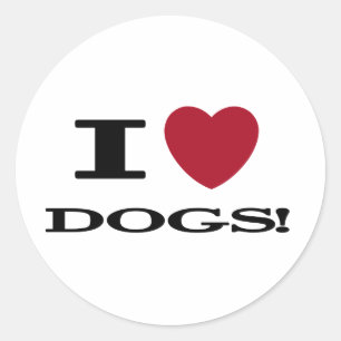 Sticker Rond I Heart Dogs Tshirts et cadeaux