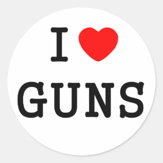 Sticker Rond I Heart Guns