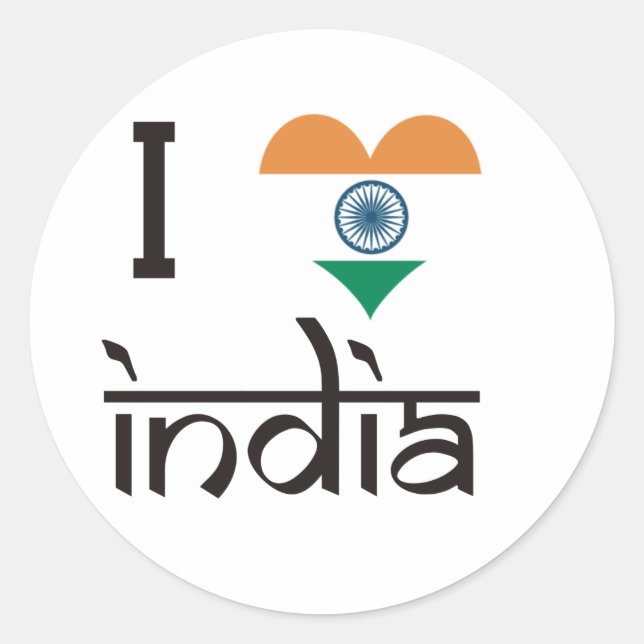 Sticker Rond I "Heart" India - I Love India (Devant)